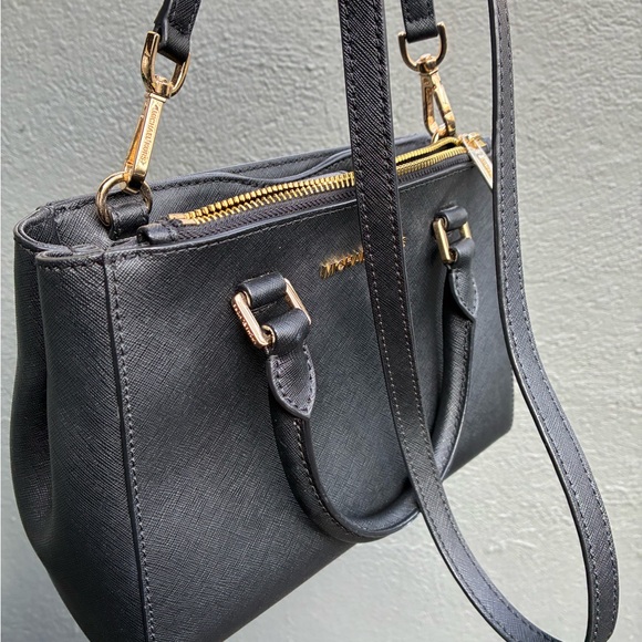 Michael Kors Black Satchel with Gold Accents - Picture 8 of 16